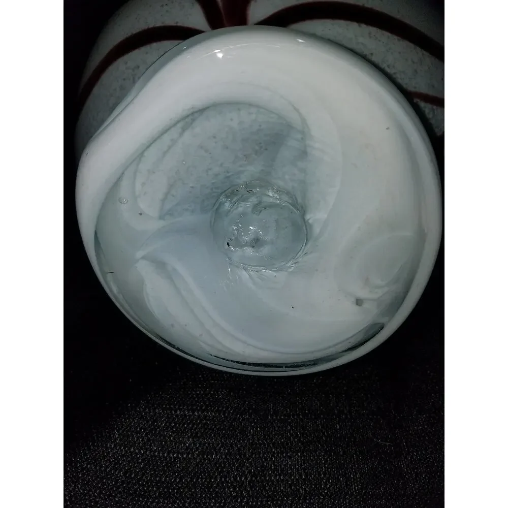 Vintage Hand-blown White & Dark Cherry Vase